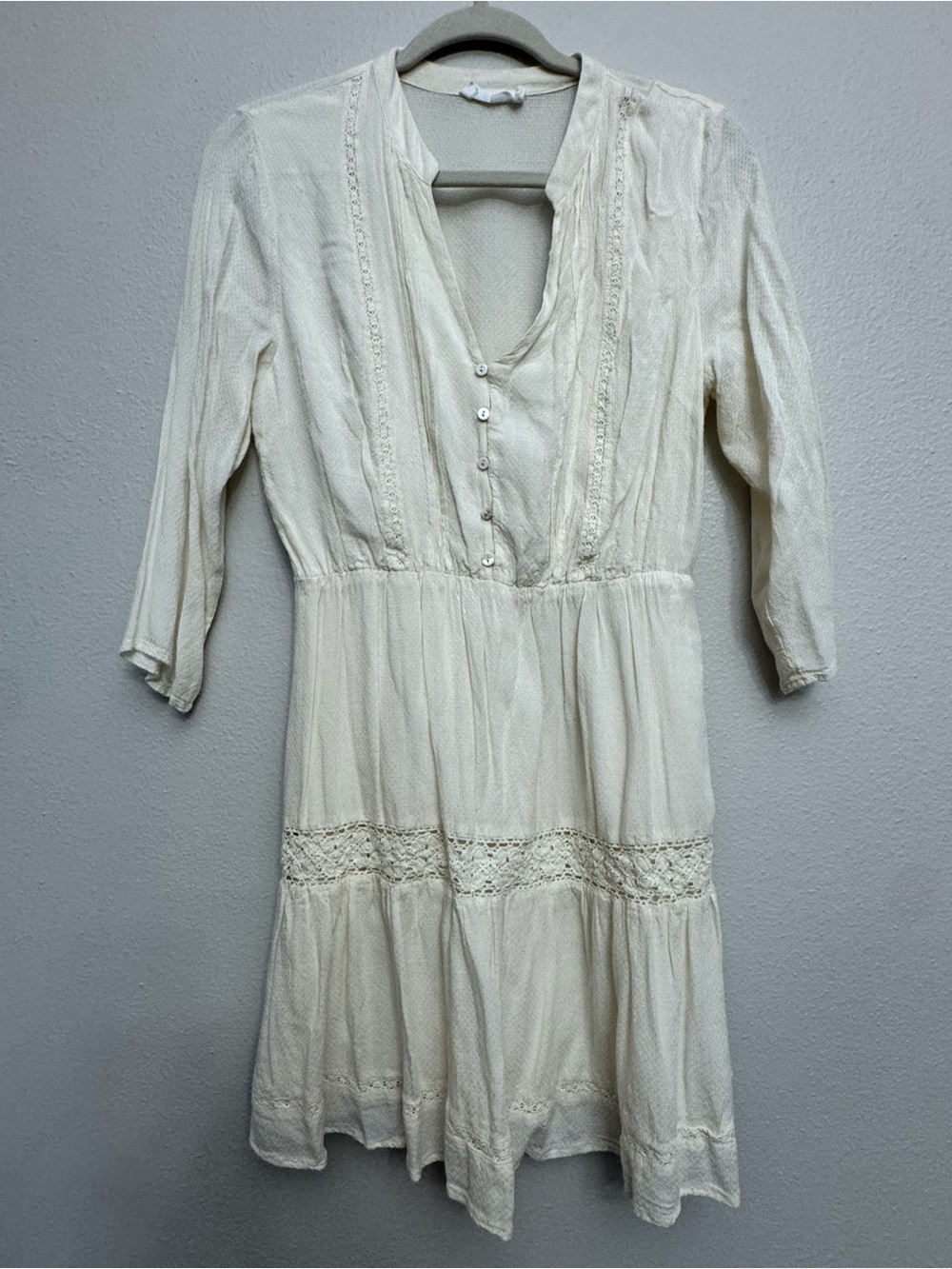All in Favor Cream Lace-Trim Mini Dress
